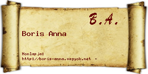 Boris Anna névjegykártya